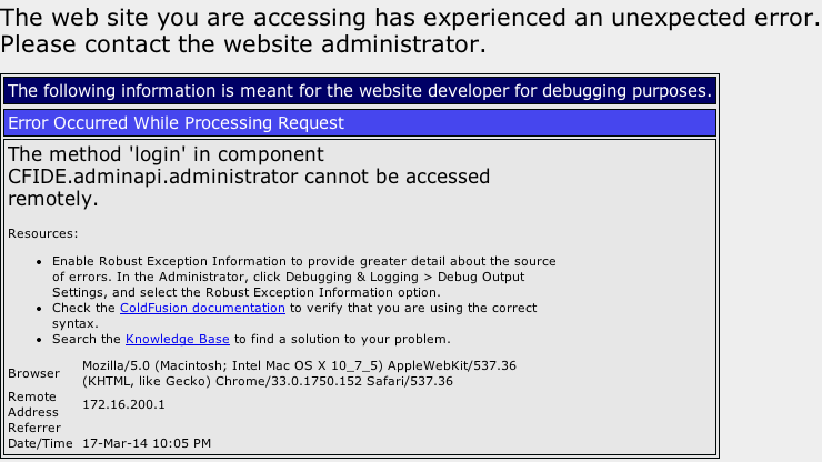 AdminAPI Error from unpatched ColdFusion 8.0.1